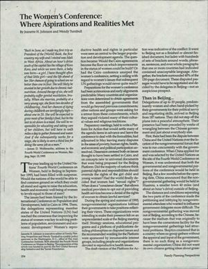 Johson, Jeanette and Wendy Turnball news article: ""The Women's Conference: Where Aspirations and Realities Met,"" 1995