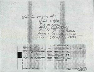 Eighth ""Encontro Internacional Mulher e Salude,"" Rio de Janeiro, Brazil: certificate and copy of plane ticket, 1997