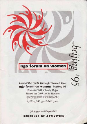 NGO Fourth World Conference on Women: schedule of activities, September 4-15, 1995