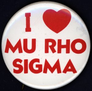 I (heart) Mu Rho Sigma [button], circa 1980s