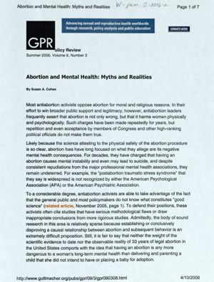 Abortion and Mental Health: Myths and Realities
