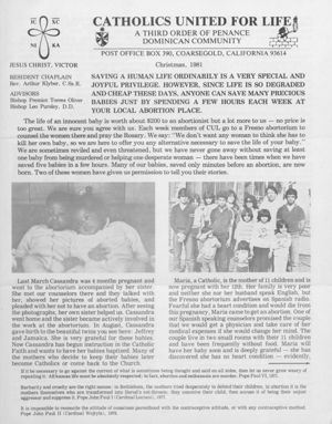Catholics United for Life, 1981-12