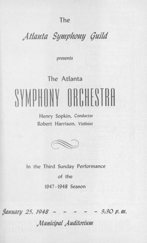 Atlanta Symphony Orchestra concert program, 1948-01-25