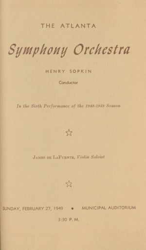 Atlanta Symphony Orchestra concert program, 1949-02-27