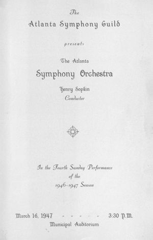 Atlanta Symphony Orchestra concert program, 1947-03-16