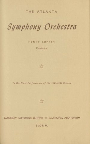 Atlanta Symphony Orchestra concert program, 1948-09-25