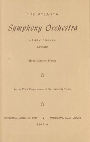 Atlanta Symphony Orchestra concert program, 1949-04-30
