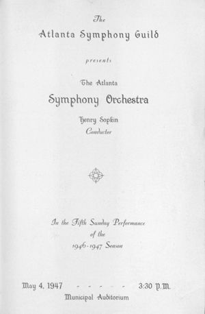 Atlanta Symphony Orchestra concert program, 1947-05-04