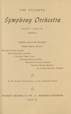 Atlanta Symphony Orchestra concert program, 1948-12-18