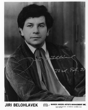 Autographed publicity photograph of conductor Jiri Belohlavek, 1990