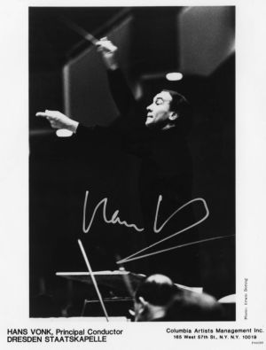 Autographed publicity photograph of conductor Hans Vonk, 1990
