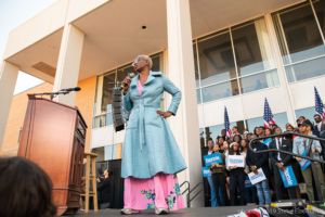 Nina Turner speaks to the crowd