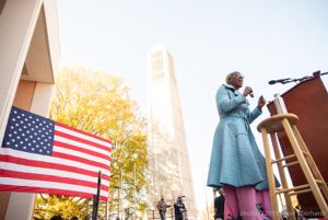 Nina Turner speaks to the crowd