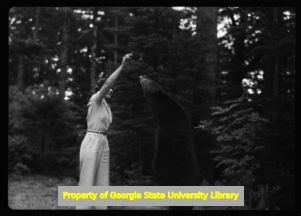 Tourists ignoring the signs and feeding the bears in the Great Smoky Mountain National Park, Spetember 1941