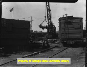 Train derailment at Atlantic Steel, Atlanta, Georgia, circa late 1930s or early 1940s