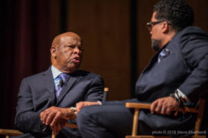 Congressman John Lewis speak with David Wall Rice at Morehouse College