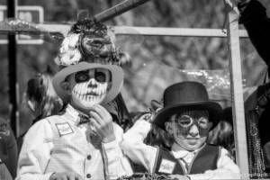 Young boys in costume on float