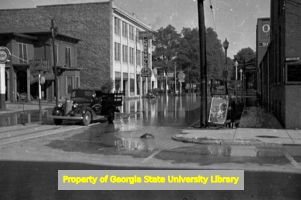 Flooded intersection of Highway 1/27 and East 1st Street, Rome, Georgia, circa 1938