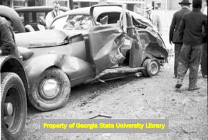 Wrecked car, Atlanta, Georgia, circa late 1930s or early 1940s