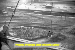 Atlantic Steel warehouse and railroad line, Atlanta, Georgia, circa late 1930s or early 1940s