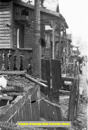 Fire damaged houses, Atlanta, Georgia, circa late 1930s or early 1940s