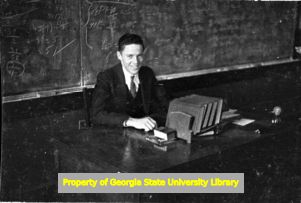 Teacher at his desk, North Fulton High School, Atlanta, Georgia, circa late 1930s or early 1940s