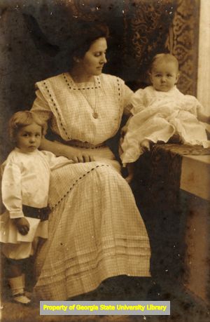 Photograph of the Welch Family: Mrs. Scenus P. Welch, and her two sons Ernest G. Welch, three years old (left) and Eugene Welch one year old, Lafayette, Alabama, 1908.
