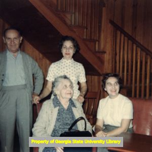 Welch Family snapshot: Ernest Welch and Margaret Welch, standing; MRs. Scenus P. Welch and Frances Welch, seated. Atlanta, Georgia, November 1967.
