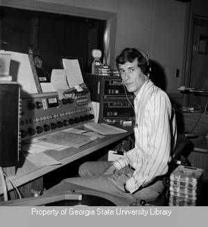 Larry Gordon at a radio console