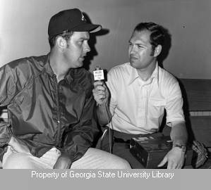 Phil Schaefer interviewing Atlanta Braves pitcher George Stone