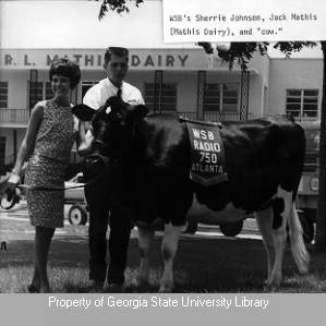 Sherrie Johnson and Jack Mathis with a cow