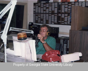 Disc jockey in studio