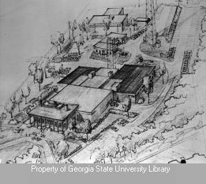 Architectural drawing of facilities and grounds at WSB White Columns building