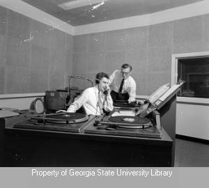 Jim Wesley at broadcasting desk