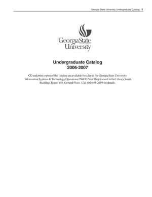 Undergraduate Catalog, Georgia State University, 2006-2007