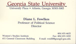 Diane L. Fowlkes business card, circa 1990s