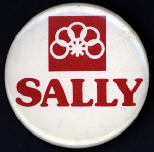 Sally [button], circa 1980s