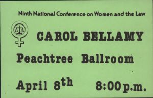 Ninth National Conference on Women and the Law [name tag], circa 1980s