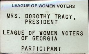 League of Women Voters of Georgia [name badge], circa 1970s