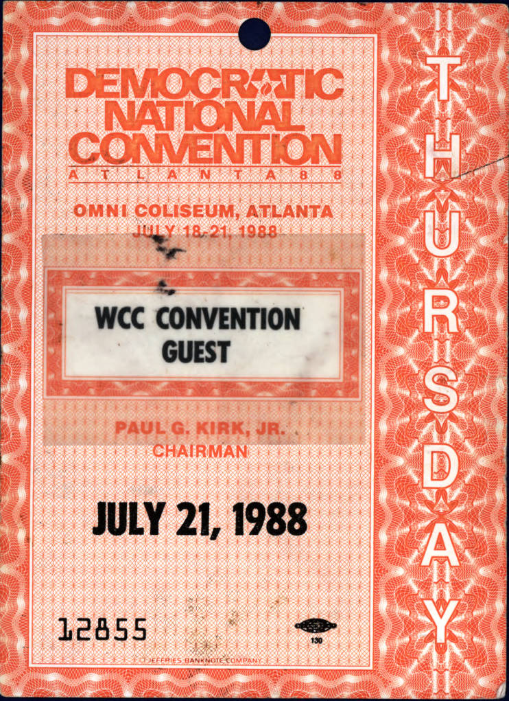 Democratic National Convention tickets and pass, 1988