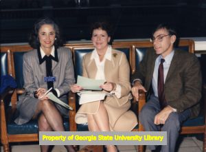 Cathey Steinberg seat with two constituents, Atlanta, Georgia, January 17, 1992.