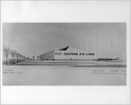 Architectural rendering of Eastern Air Lines DC-8 maintenance hangar, 1961