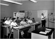 Apprentices in class learning about aircraft electronics overhaul, 1968