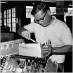 Gene Graham in Fabric Shop at Eastern Air Lines, 1968