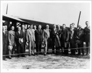 Mayor of Atlanta James L. Key with others beside an Eastern Air Transport plane, circa early 1930s