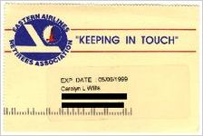 Eastern Airlines Retirees Association membership card, 2002