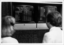 Eastern Air Lines' flight information system at the new Atlanta International Airport, circa 1980