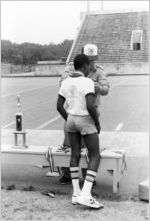Medal presentation to winner of Eastern Air Lines-sponsored Decathlon Day for Anderson Boys Club, 1982