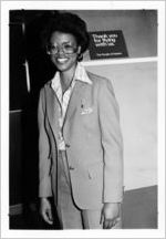 Crew filming Eastern Air Lines flight attendant for Coca-Cola Aviation Career film, 1980