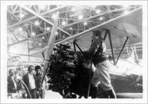 Pilot Merton A. Meade, Jr., fueling Eastern Air Transport Pitcairn Mailwing for 50th Anniversary flight, 1978